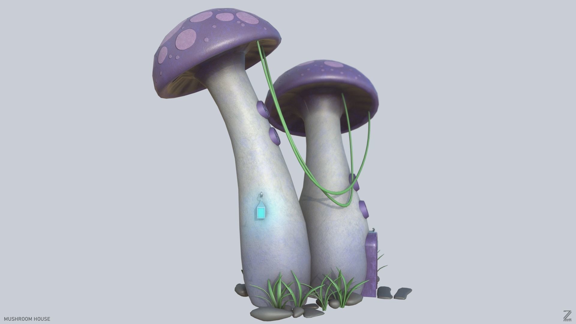 Mushroom house Low-poly 3D model_7