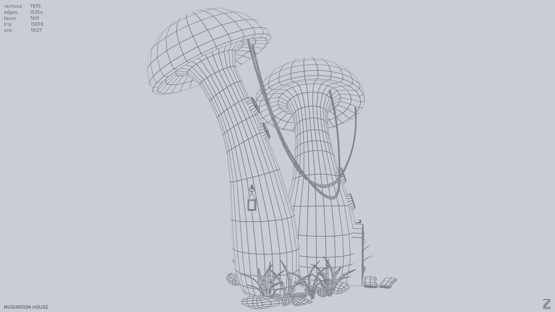 Mushroom house Low-poly 3D model_13