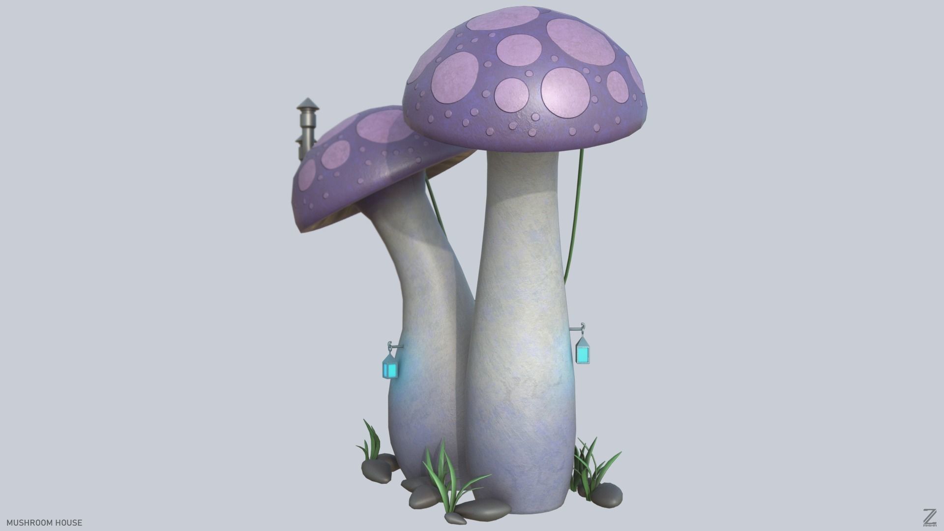 Mushroom house Low-poly 3D model_6