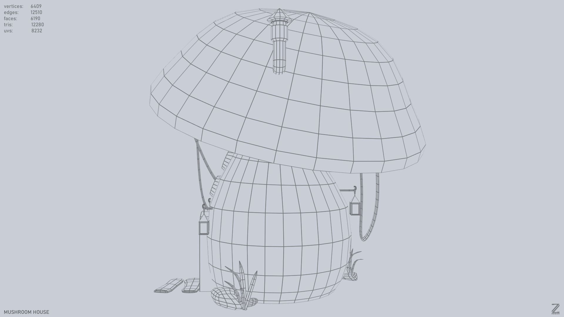 Mushroom house Low-poly 3D model_10