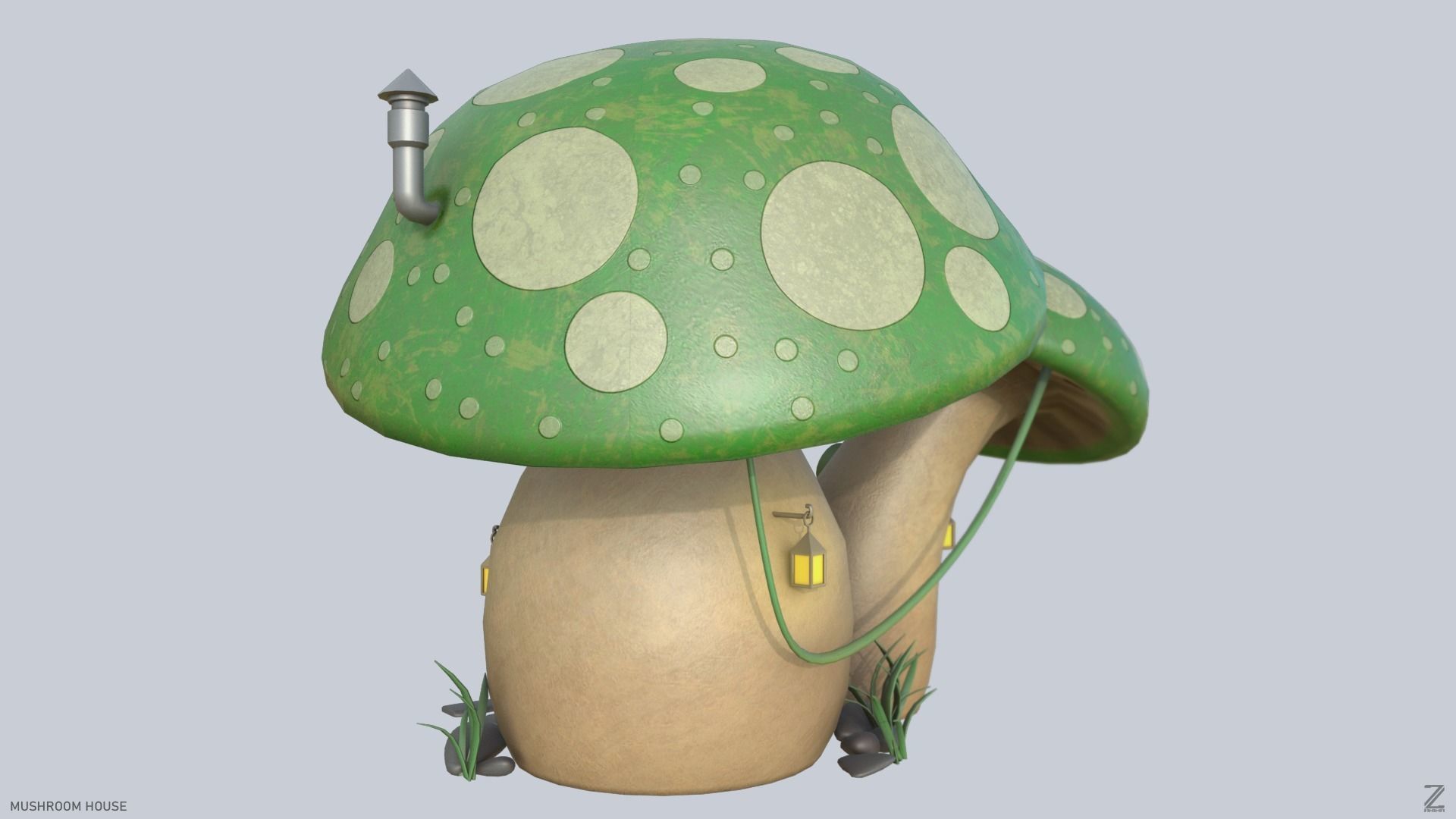 Mushroom house Low-poly 3D model_5
