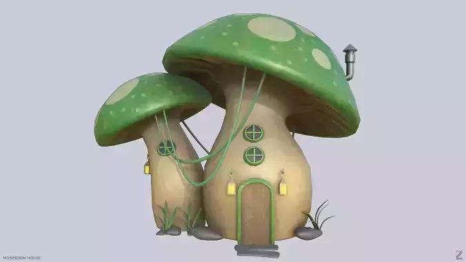 Mushroom house Low-poly 3D model