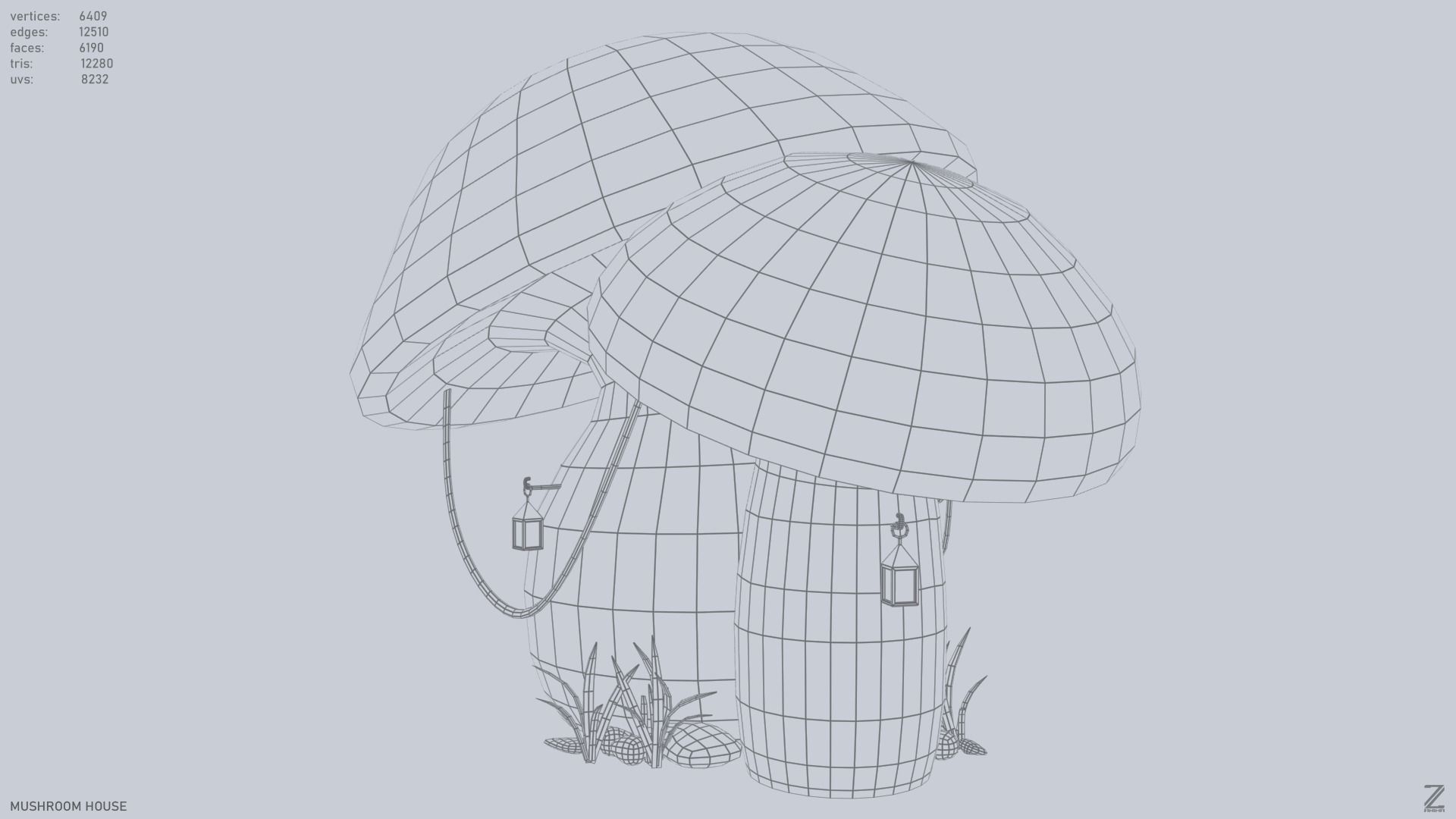 Mushroom house Low-poly 3D model_13