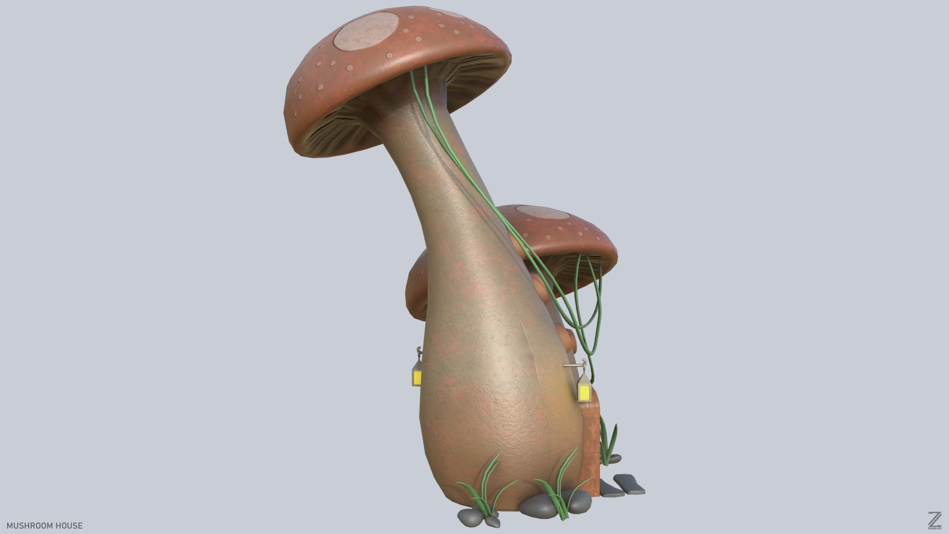 Mushroom house Low-poly 3D model_7