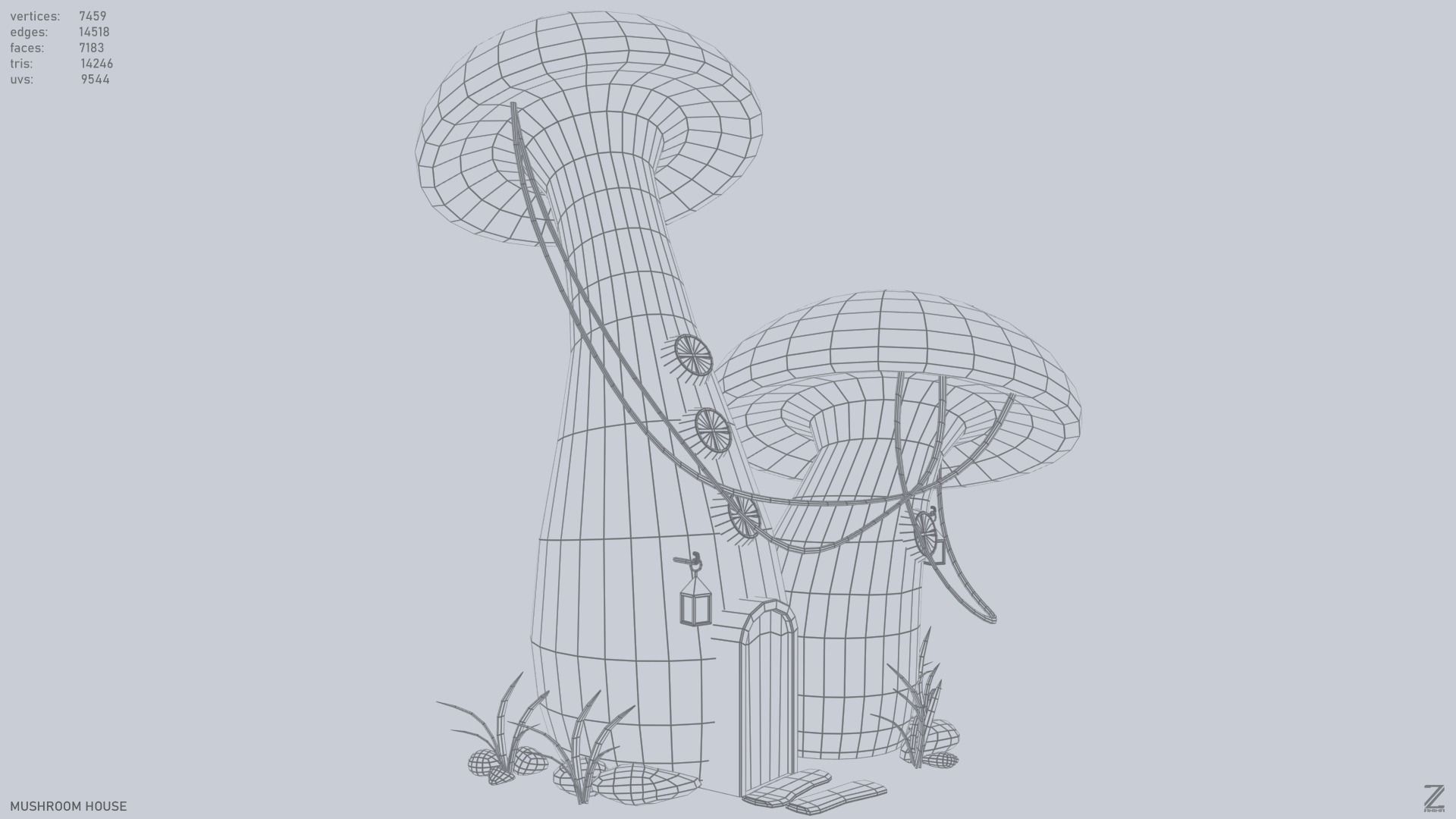 Mushroom house Low-poly 3D model_14