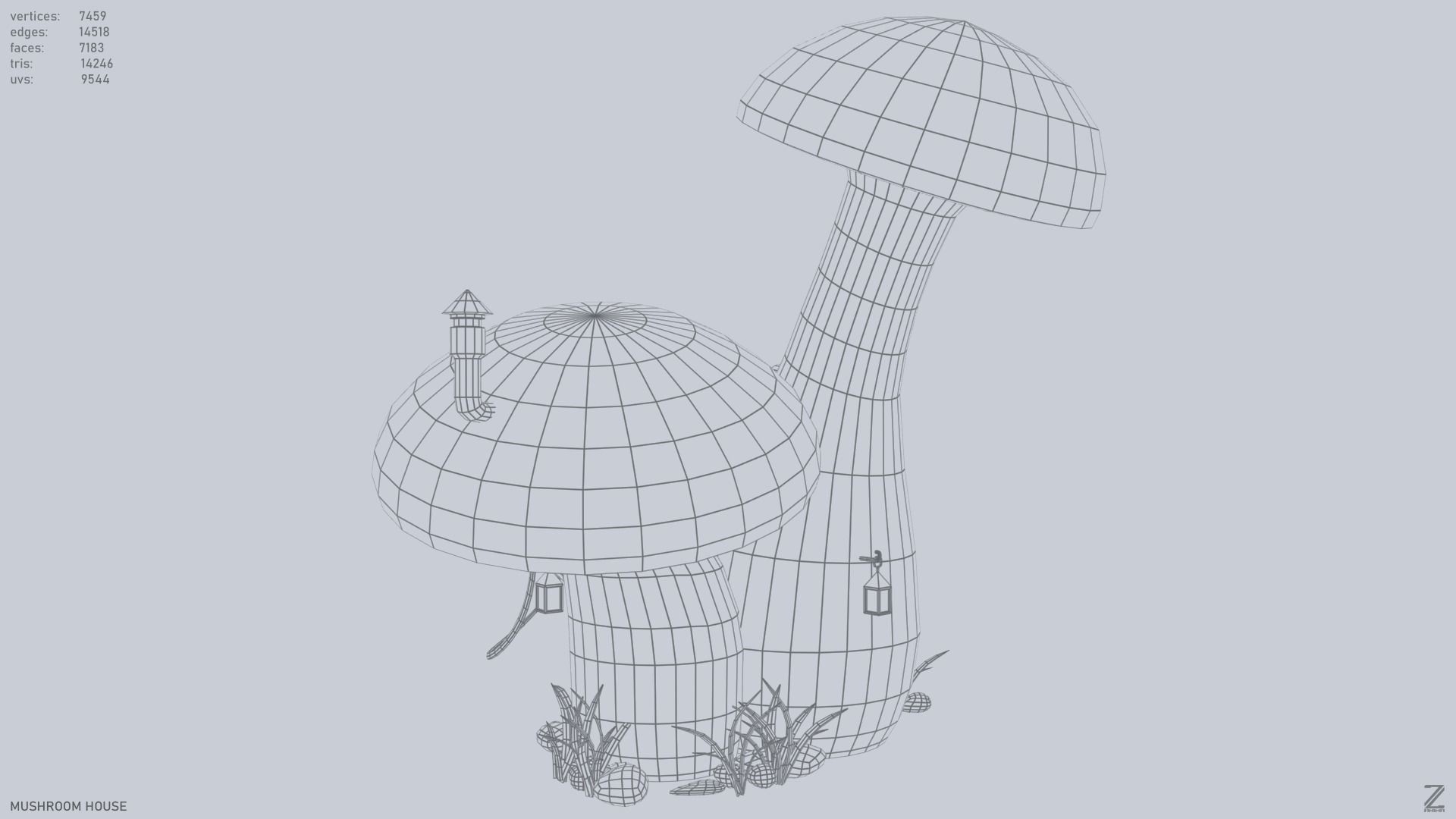 Mushroom house Low-poly 3D model_11