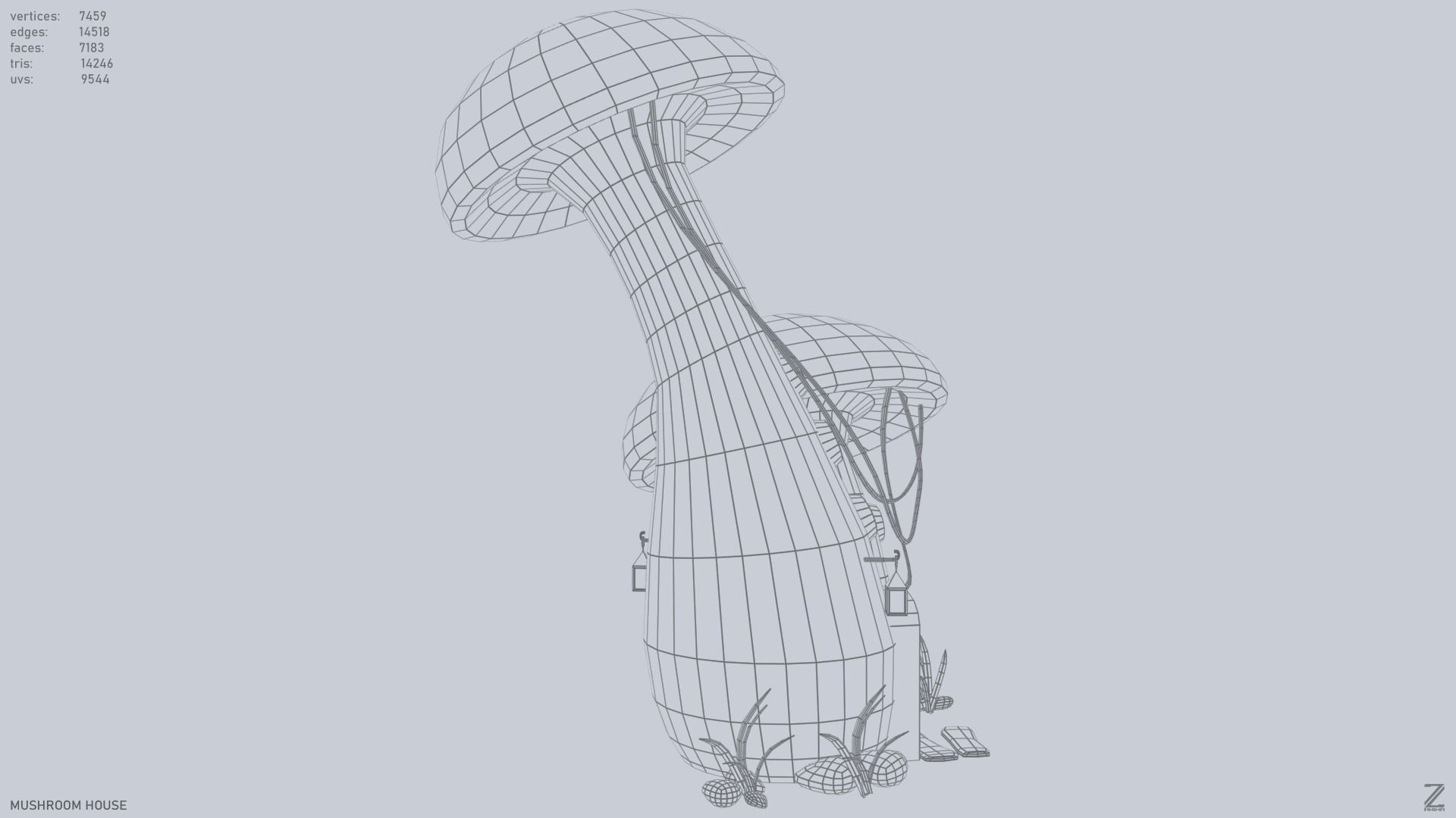 Mushroom house Low-poly 3D model_13