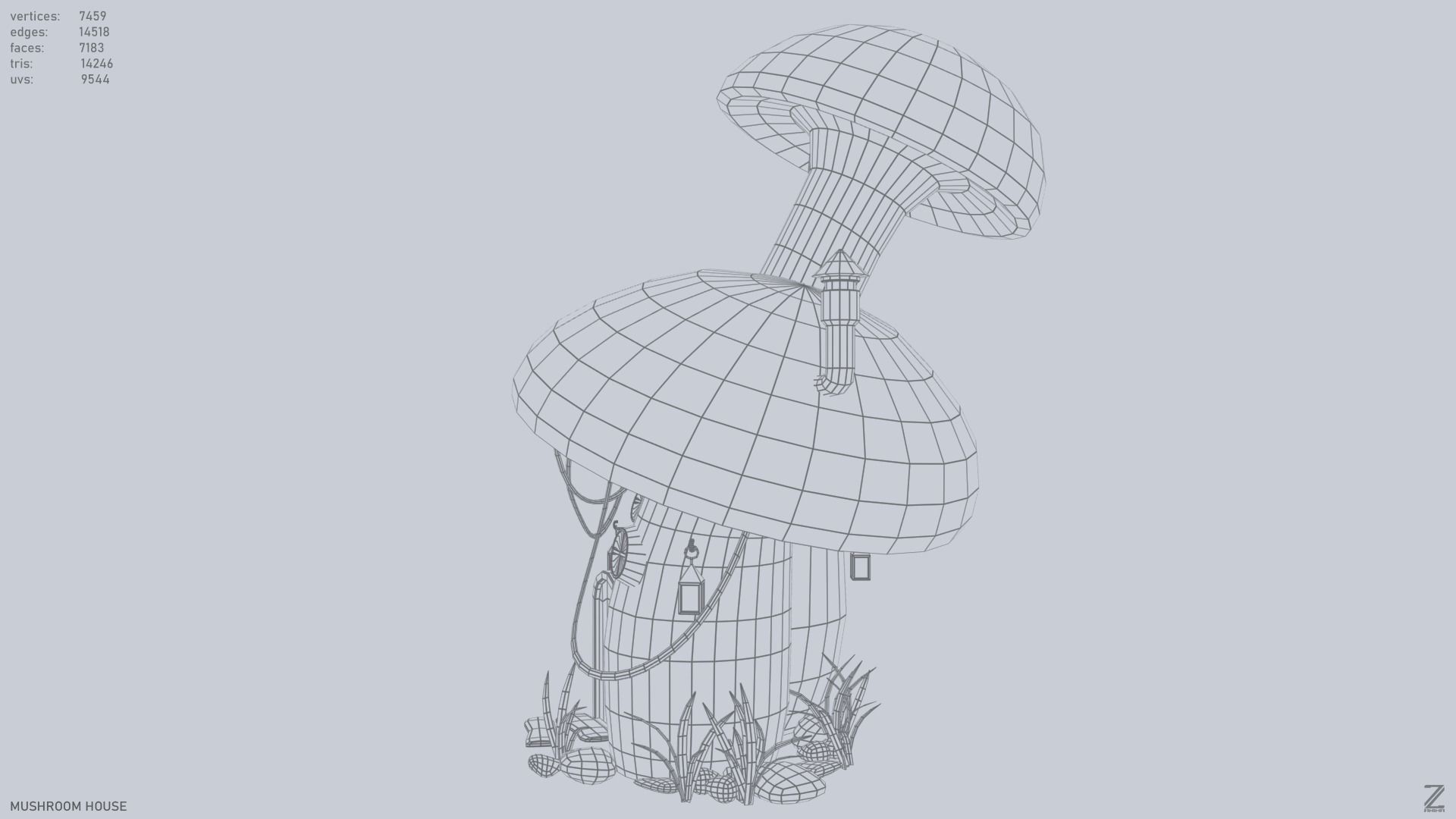 Mushroom house Low-poly 3D model_10