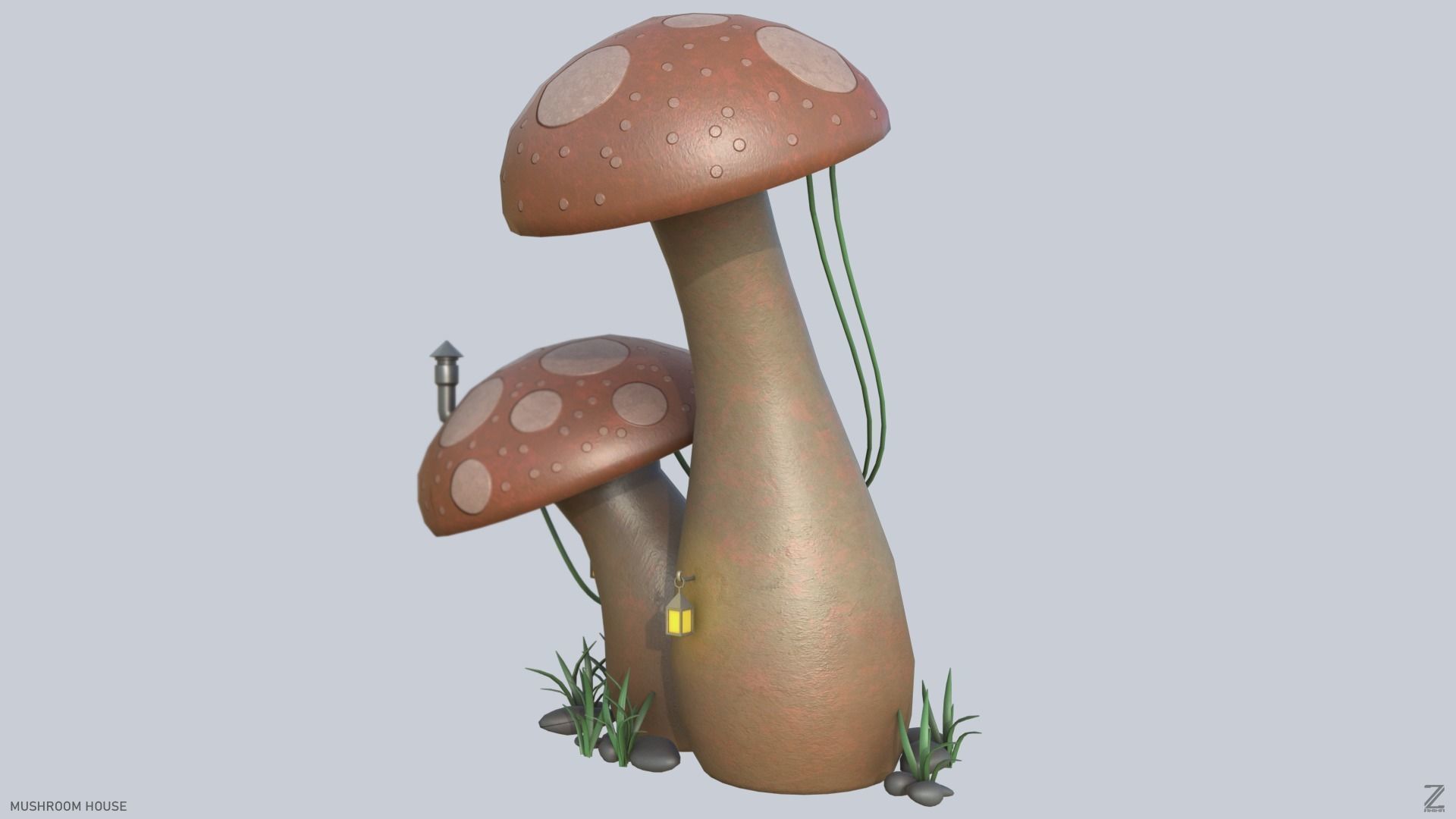 Mushroom house Low-poly 3D model_6