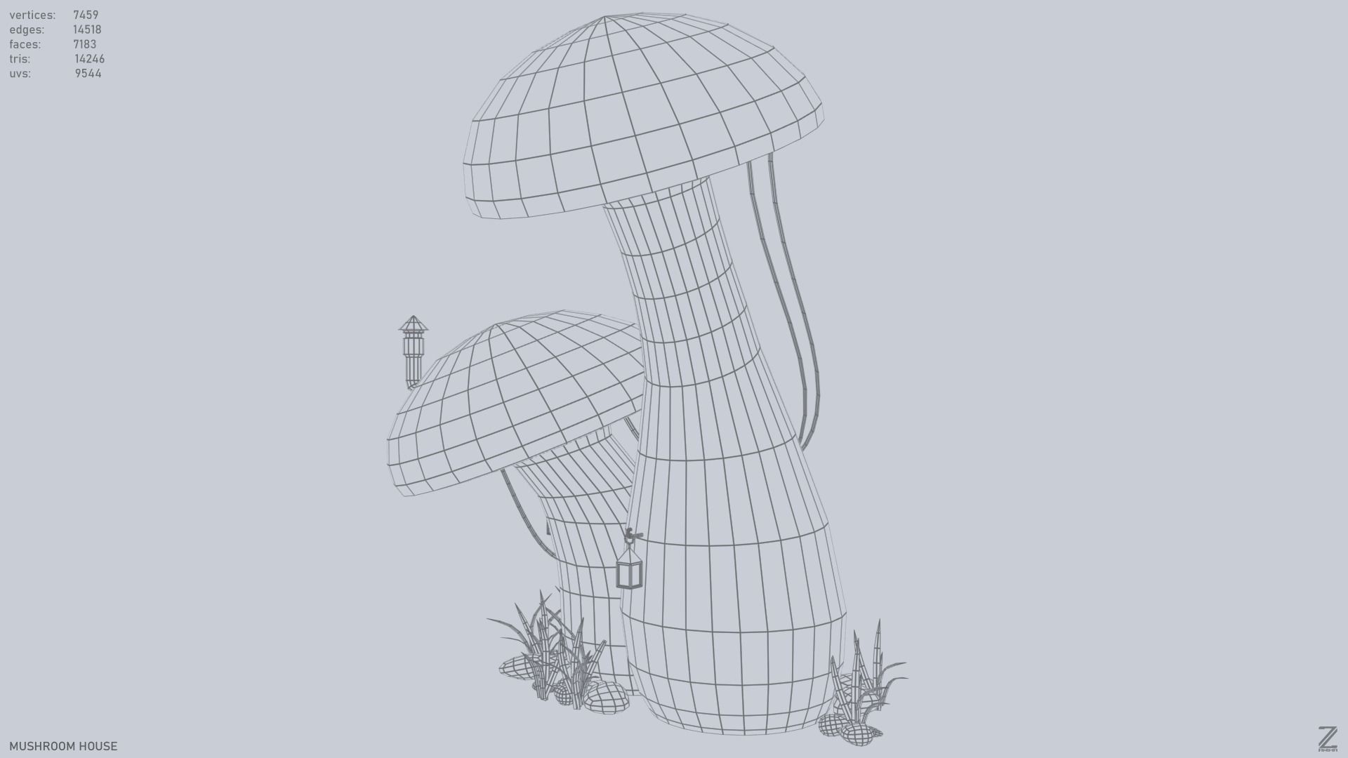 Mushroom house Low-poly 3D model_12