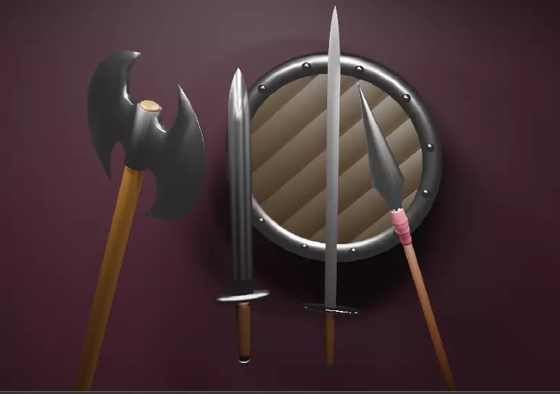 Medieval Weapons 3D LOW-POLY Low-poly 3D model_0