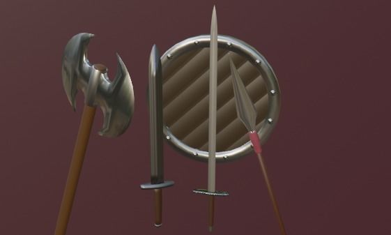 Medieval Weapons 3D LOW-POLY Low-poly 3D model_1