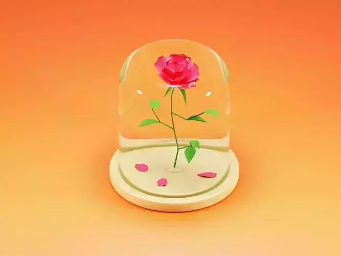 LOW POLY-ROSE IN GLASS