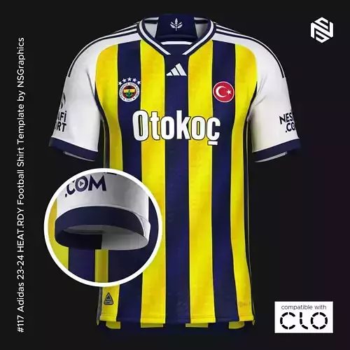 Adidas 23-24 HEATRDY Football Shirt Template for CLO 3D 3D model