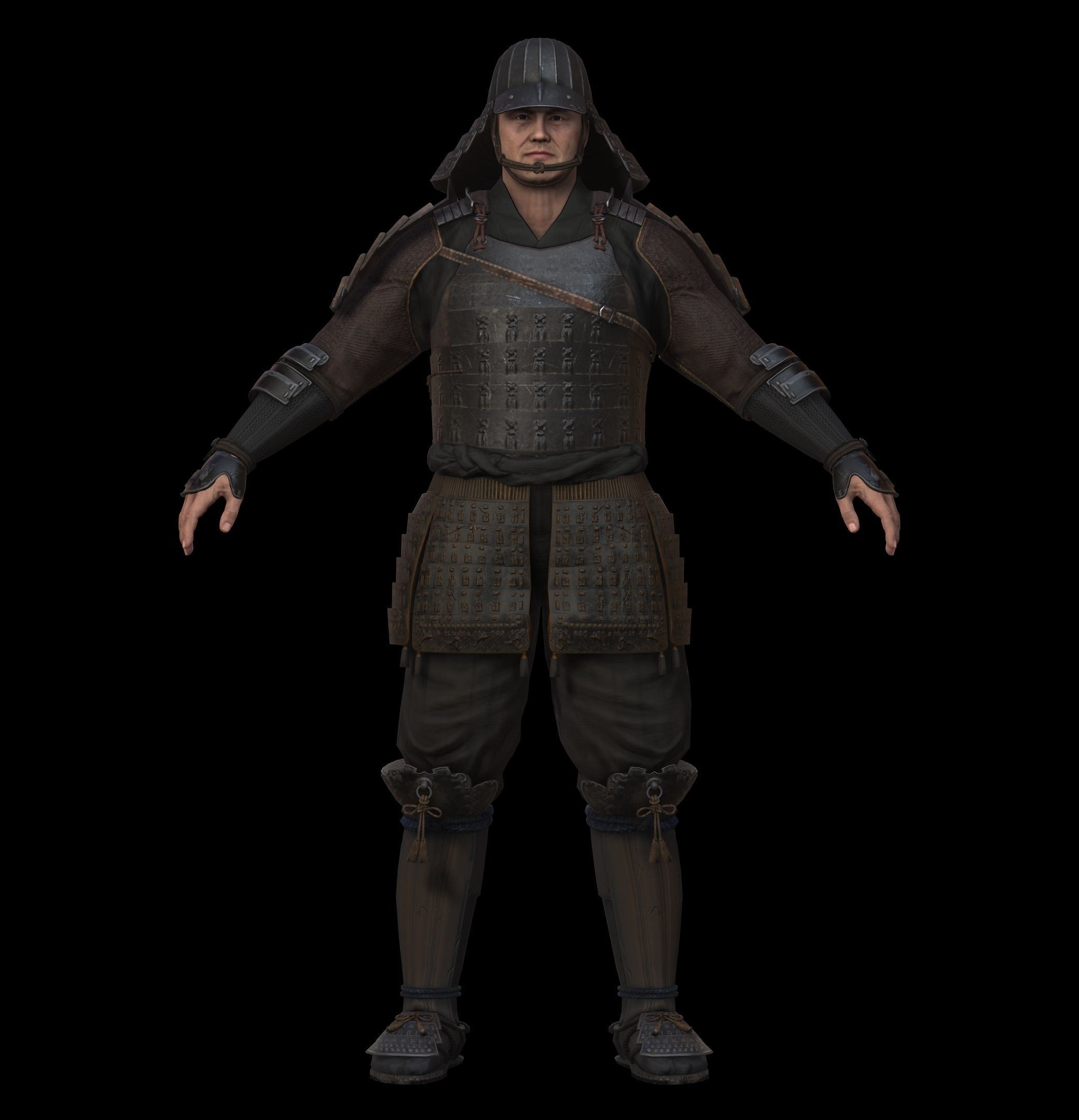 Samurai Character PBR Game Ready Low-poly 3D model_2