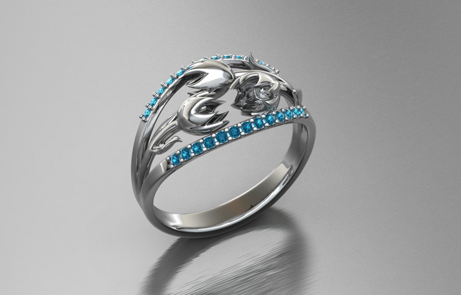 Flower Ring 3D print model_3