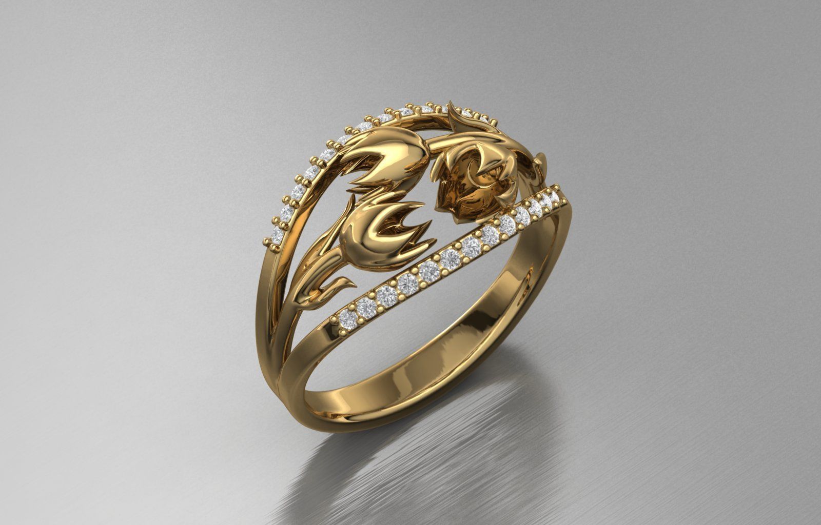 Flower Ring 3D print model_1