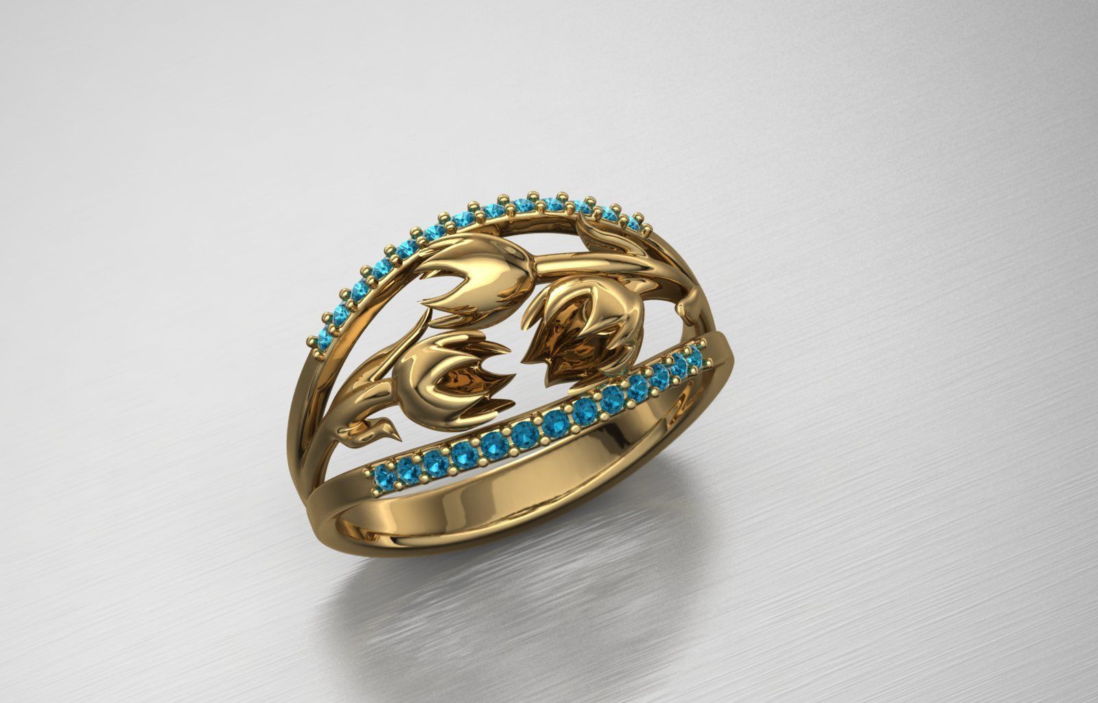 Flower Ring 3D print model_4