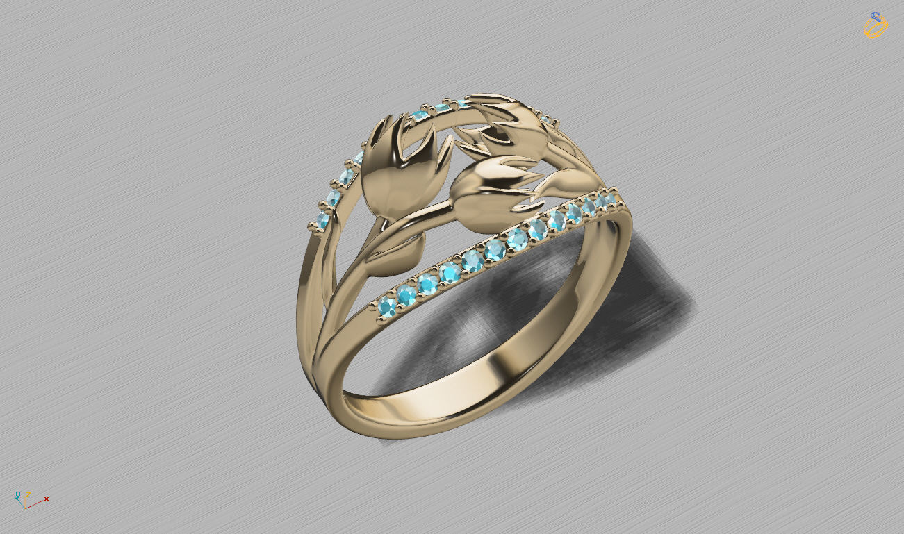 Flower Ring 3D print model_5