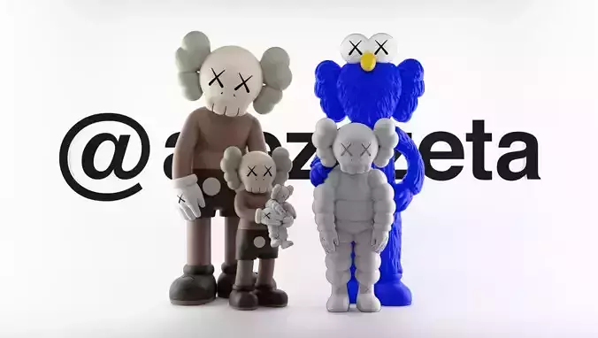 Kaws Family Textured Low-poly 3D model