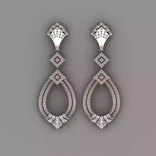 Rose Gold Diamond Women Earring 3D print Model
