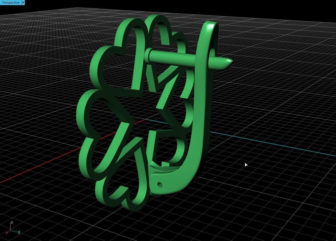 earring heart  3D print model_6