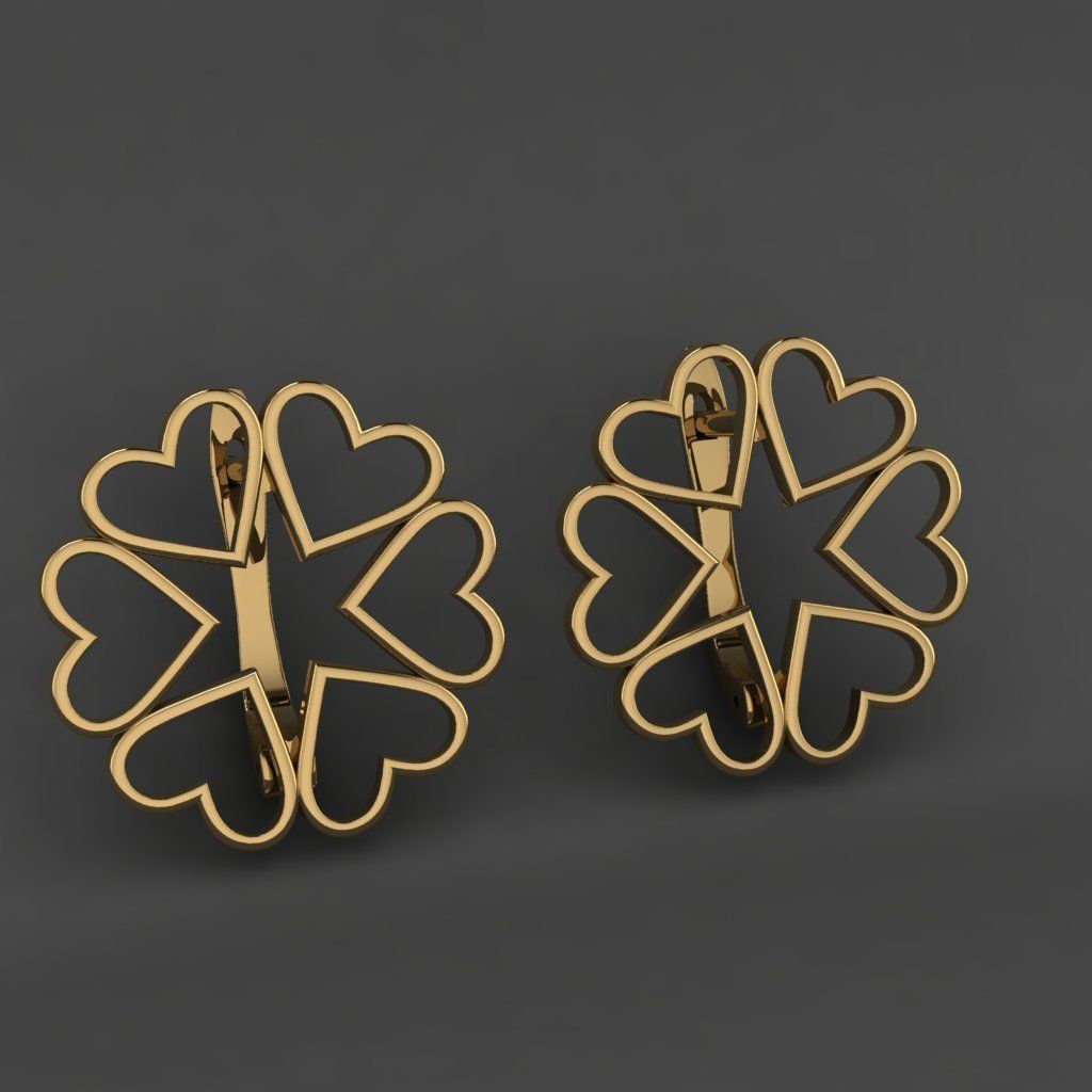 earring heart  3D print model_5