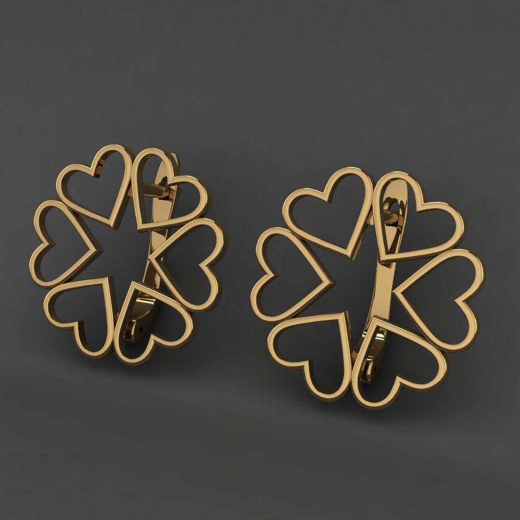 earring heart  3D print model_3