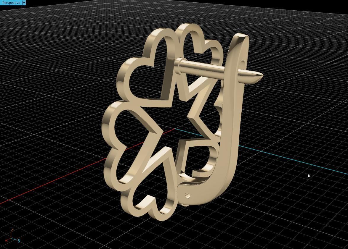 earring heart  3D print model_11