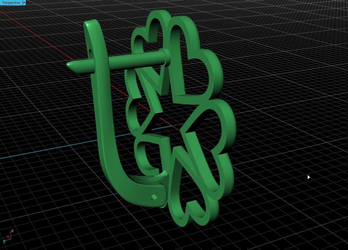 earring heart  3D print model_9