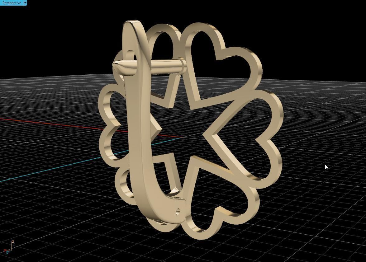 earring heart  3D print model_13