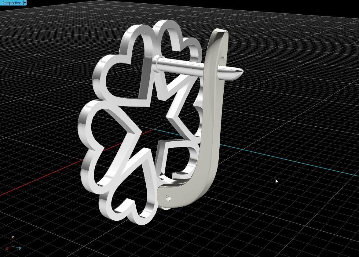 earring heart  3D print model_14