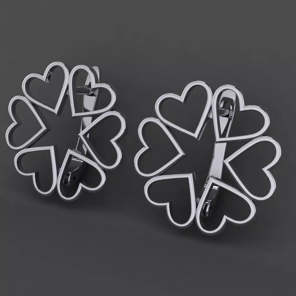 earring heart  3D print model_0