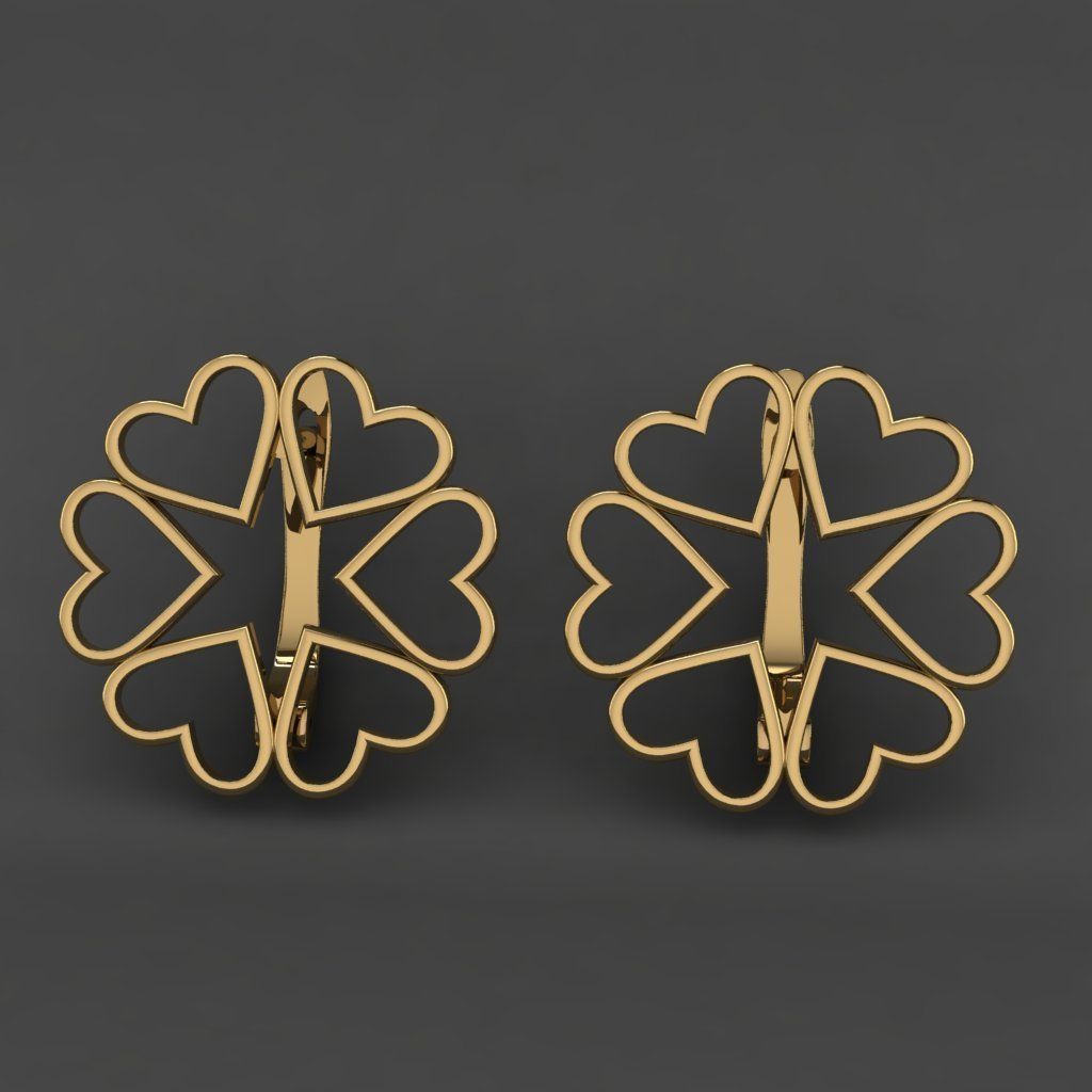 earring heart  3D print model_4