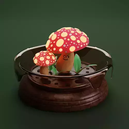 Enchanting Mushroom Duo on Glass and Wooden Bowl