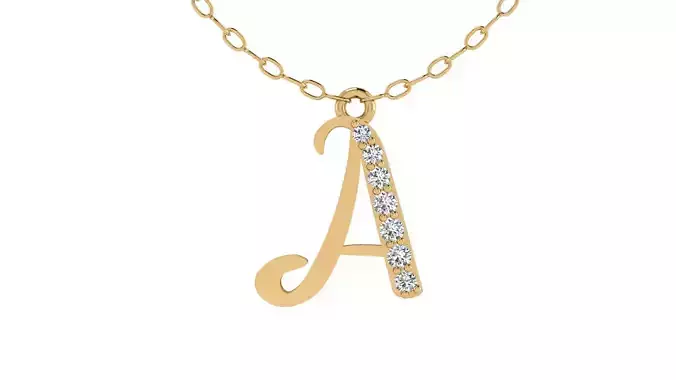 Alphabet Chicago Diamond Pendant A 3D print model
