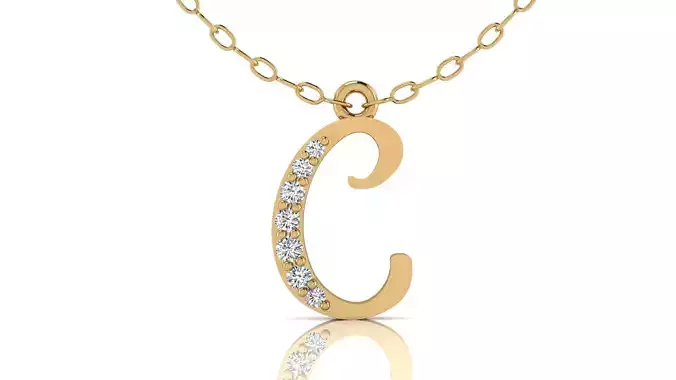 Alphabet Chicago Diamond Pendant C 3D print model