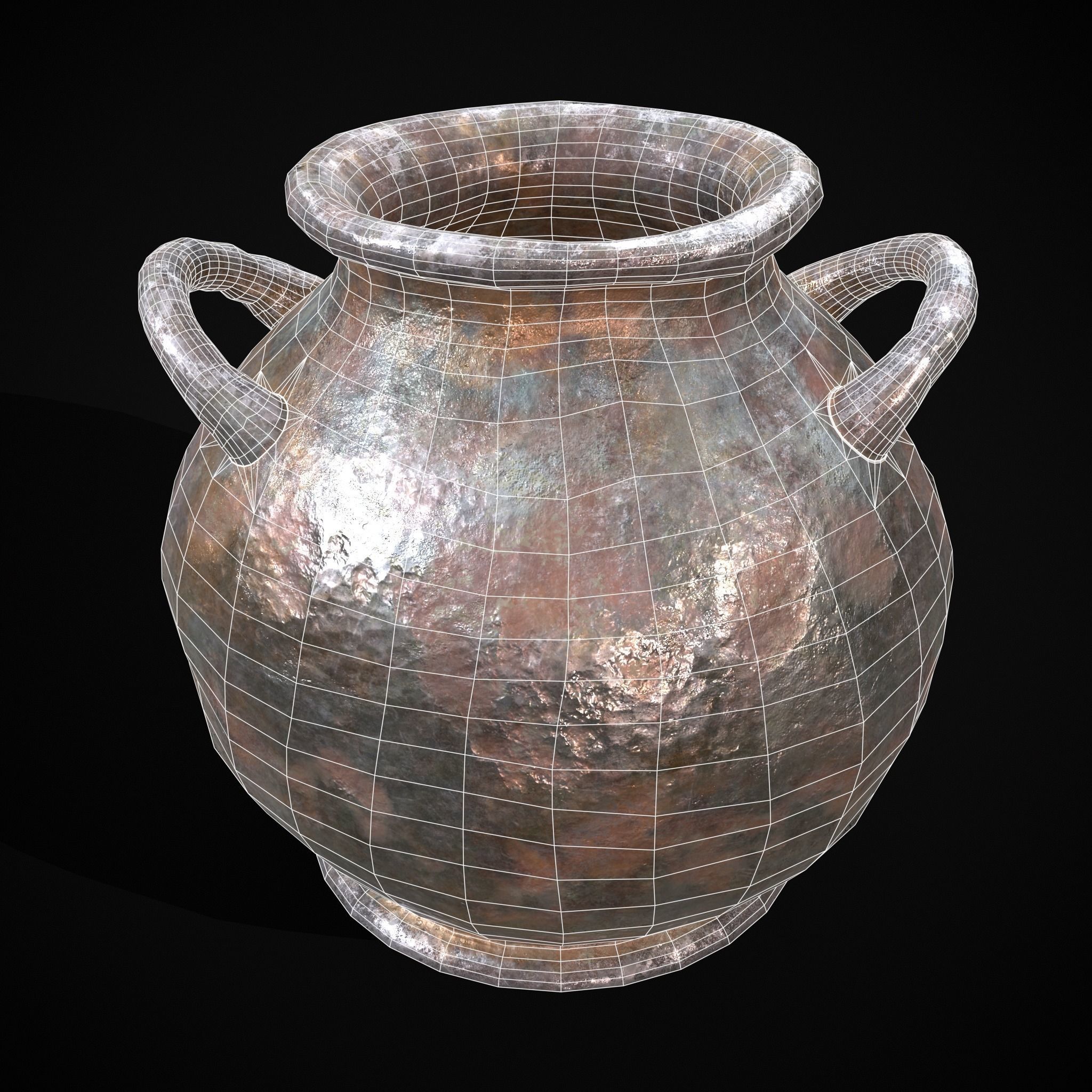 Metal Pot Low-poly 3D model_2