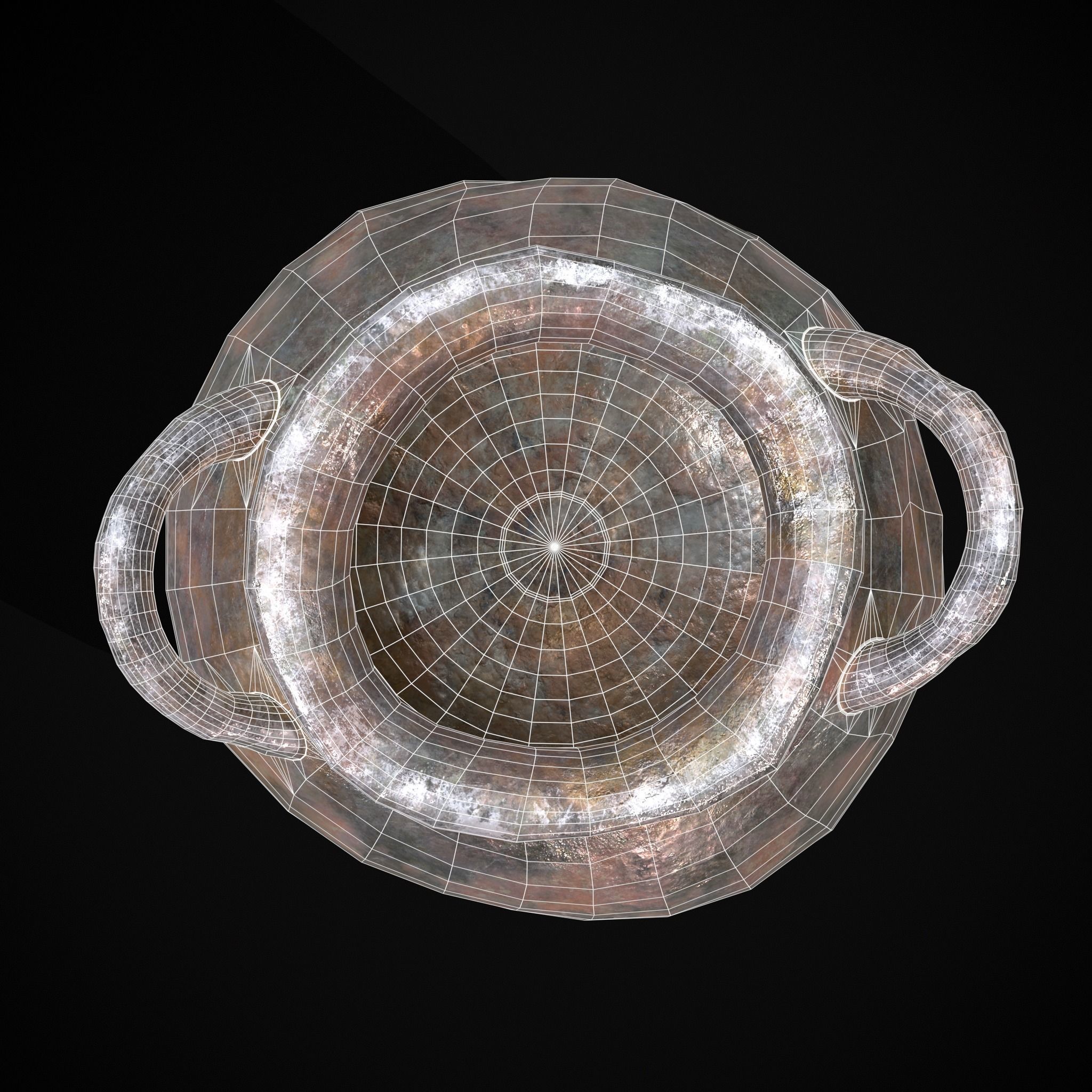 Metal Pot Low-poly 3D model_6