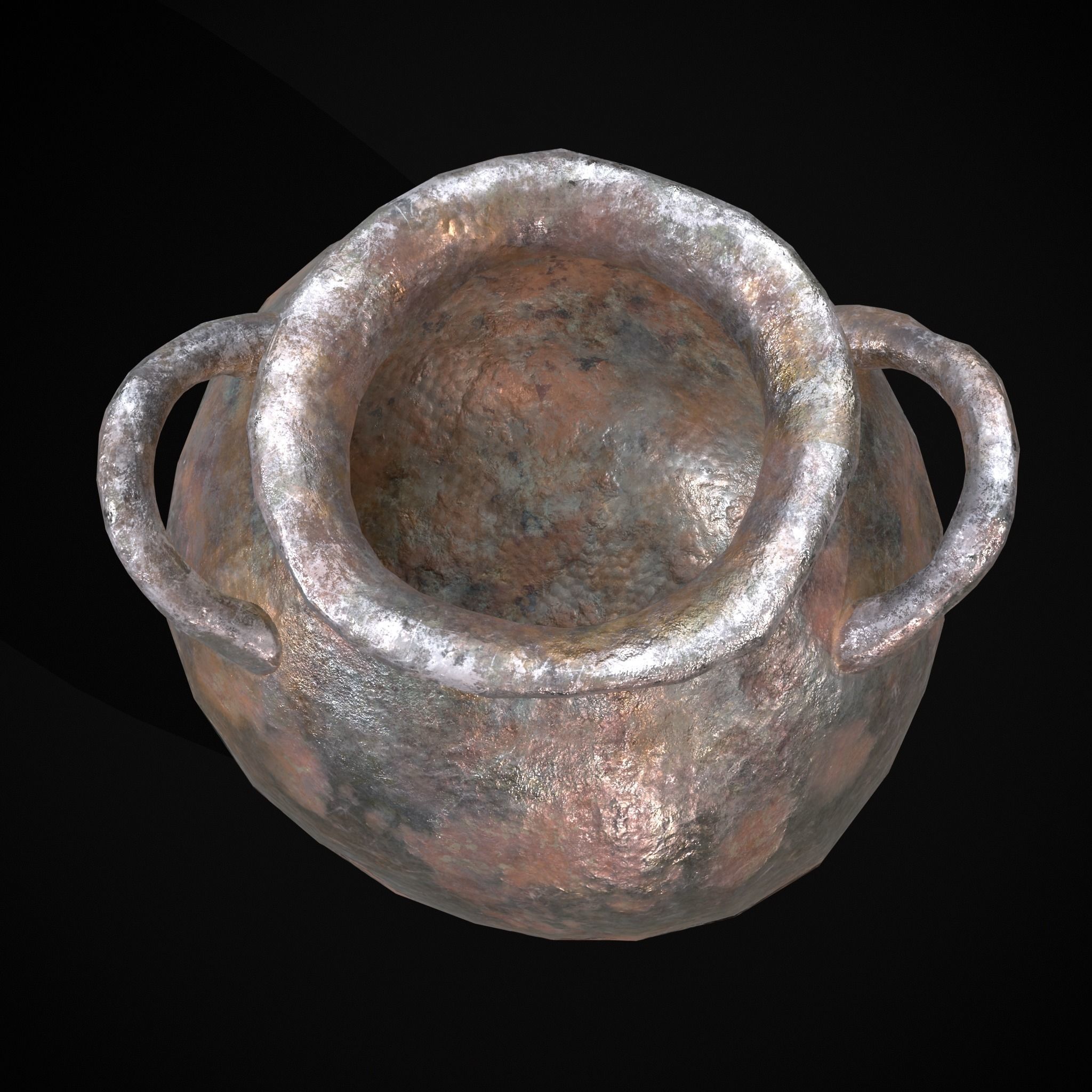 Metal Pot Low-poly 3D model_3