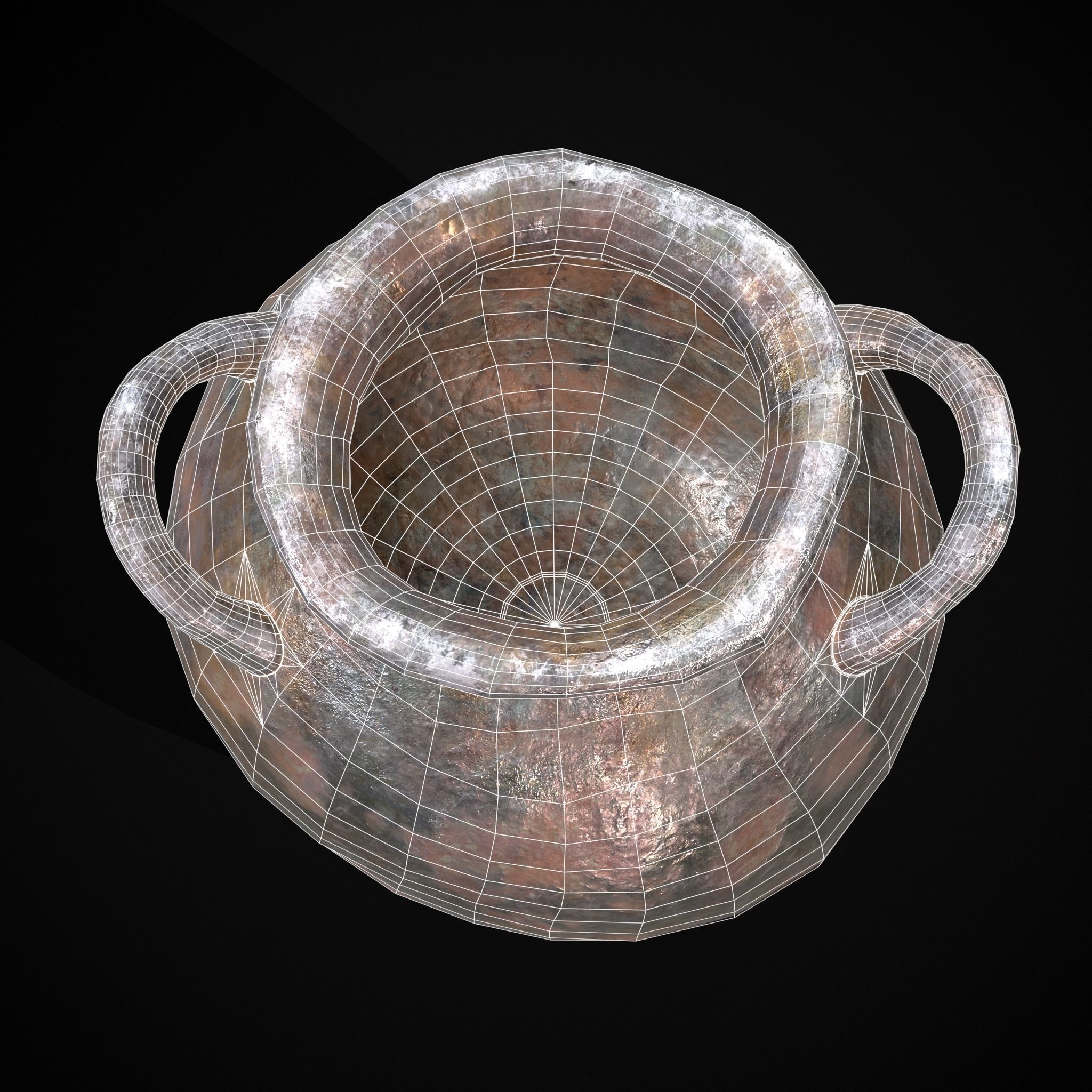 Metal Pot Low-poly 3D model_4