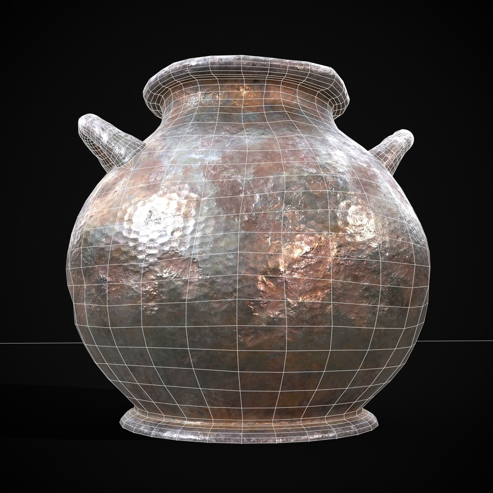 Metal Pot Low-poly 3D model_8