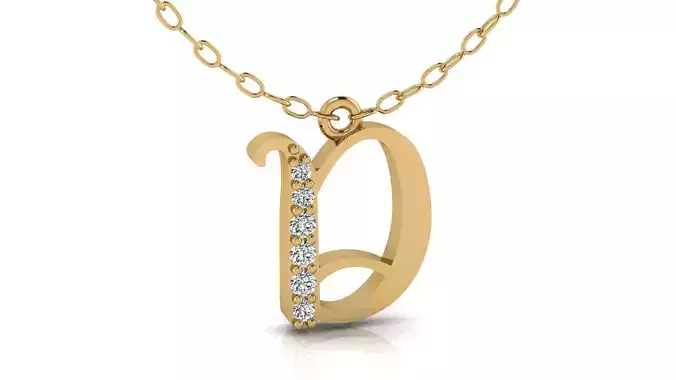 Alphabet Chicago Diamond Pendant D 3D print model