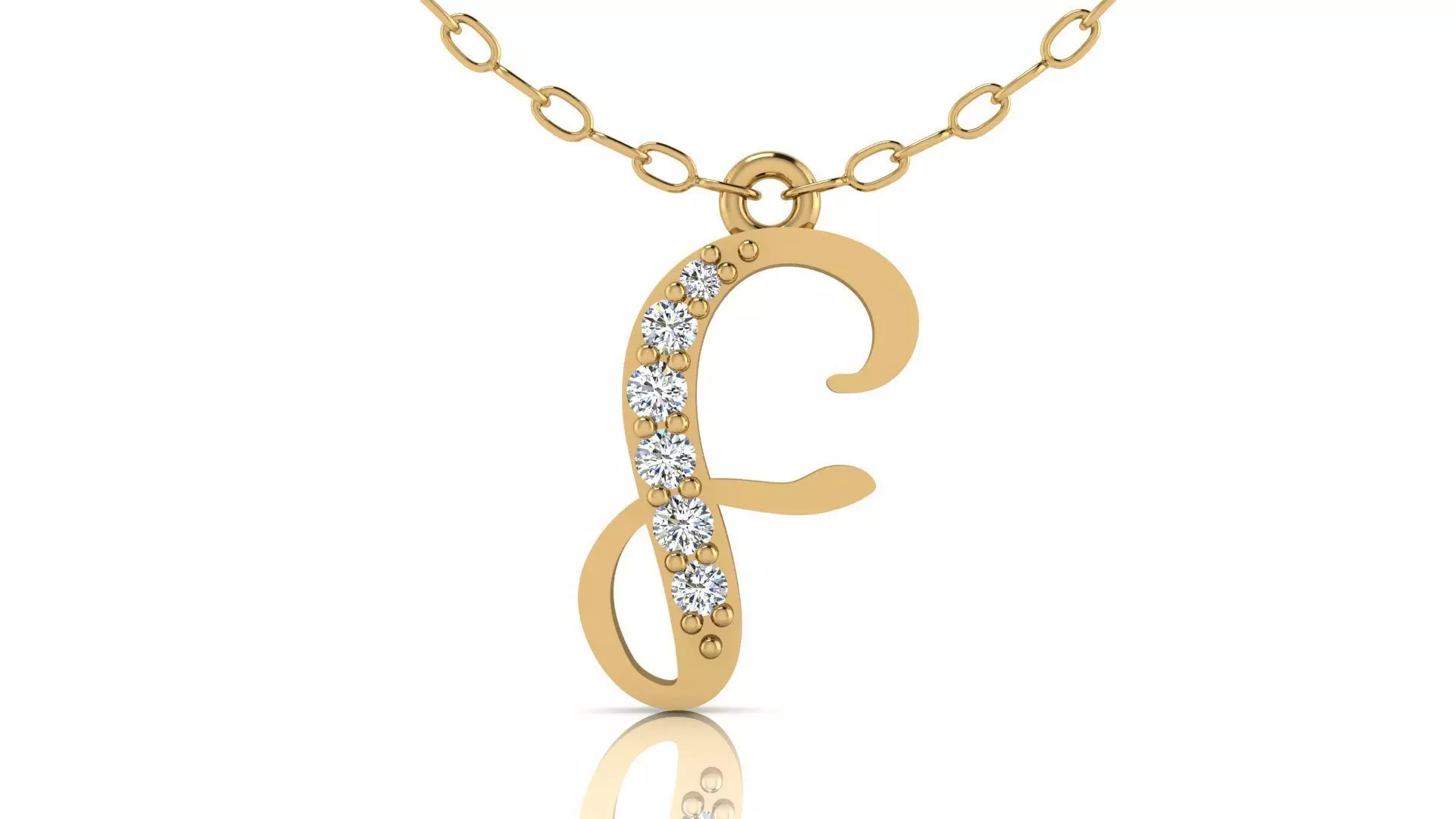 Alphabet Chicago Diamond Pendant F 3D print model