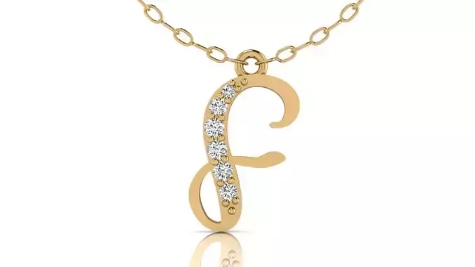 Alphabet Chicago Diamond Pendant F 3D print model