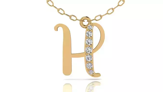 Alphabet Chicago Diamond Pendant H 3D print model
