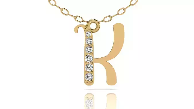 Alphabet Chicago Diamond Pendant K 3D print model