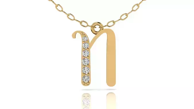 Alphabet Chicago Diamond Pendant N 3D print model