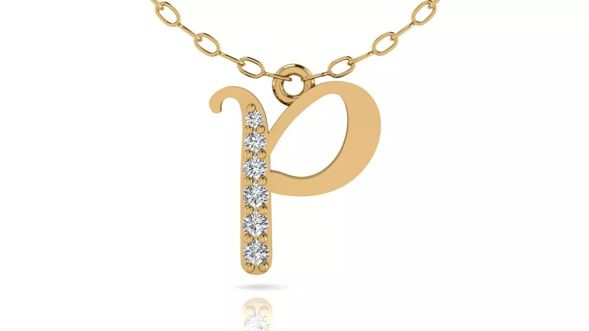 Alphabet Chicago Diamond Pendant P 3D print model
