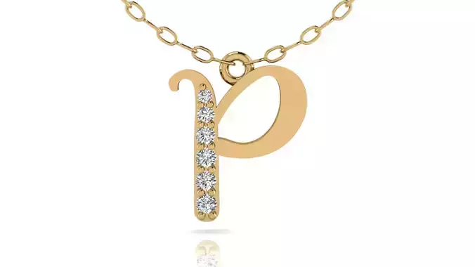 Alphabet Chicago Diamond Pendant P 3D print model